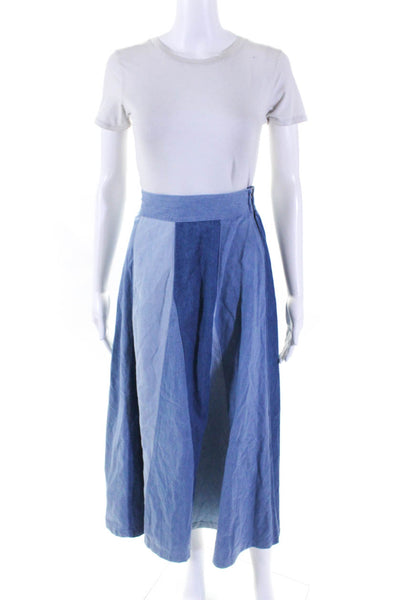 Love The Label Womens Cotton Striped Stretch Zip Up Maxi Skirt Blue Size XS