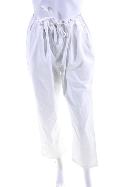Frescobol Carioca Womens White Drawstring High Rise Straight Leg Pants Size 32