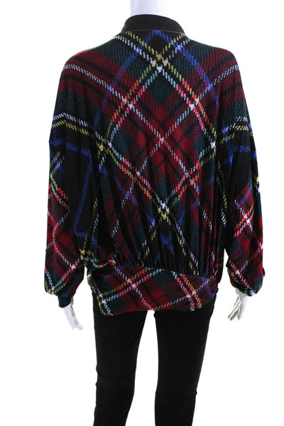 Norma Kamali Women's Collared Long Sleeves Plaid Bodysuit  Size XS