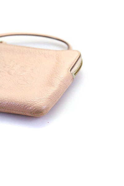 Coach Womens Leather Embossed Wristlet Pouch Wallet Pink Size S