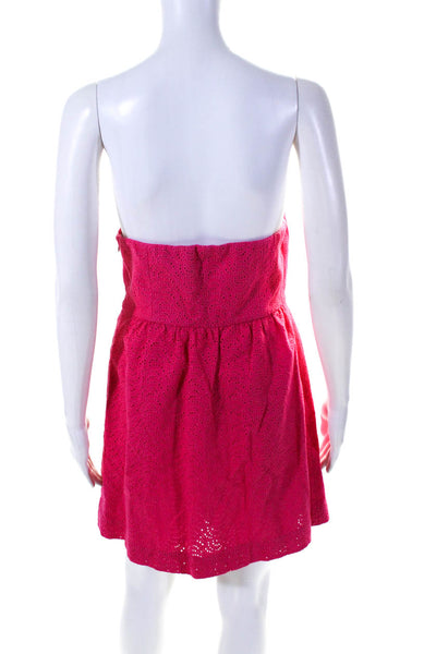 Tibi Women's Square Neck Strapless Mini Cocktail Linen Dress Pink Size 4