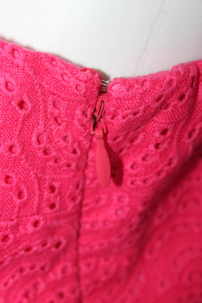 Tibi Women's Square Neck Strapless Mini Cocktail Linen Dress Pink Size 4