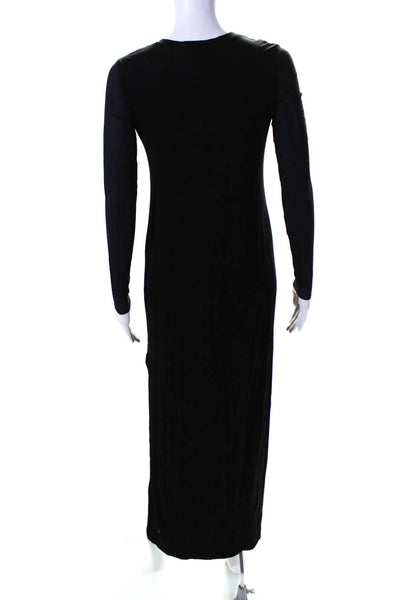 Robert Rodriguez Women's Round Neck Long Sleeves Hi-Lo Hem Dress Black Size XS