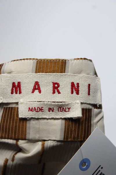 Marni Womens Side Zip Belted Check A Line Skirt White Brown Size IT 38