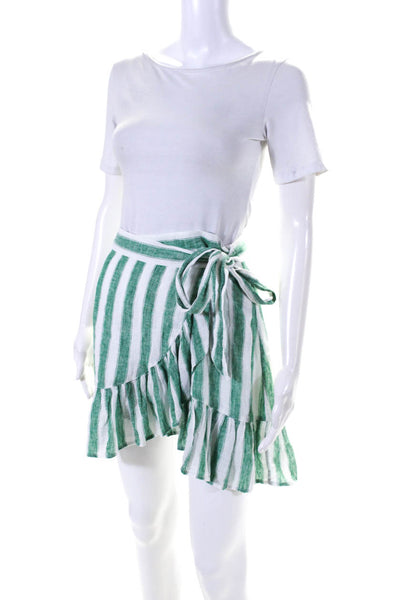 Rails Women's Ruffle Wrap Line Mini Skirt Green Stripe Size XS