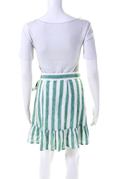 Rails Women's Ruffle Wrap Line Mini Skirt Green Stripe Size XS