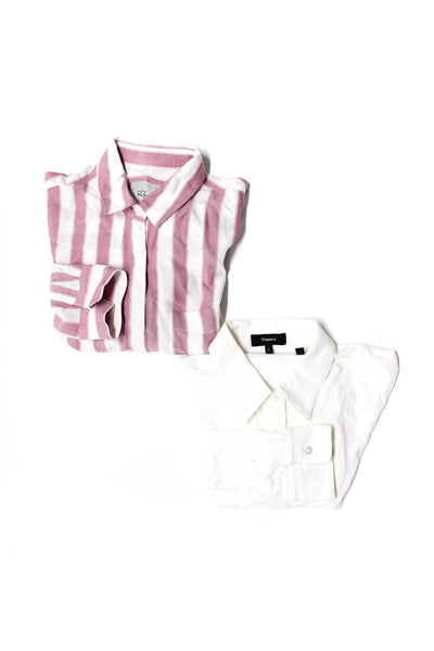 Rails Theory Womens Pink White Striped Collar Button Down Shirt Size XS S lot 2