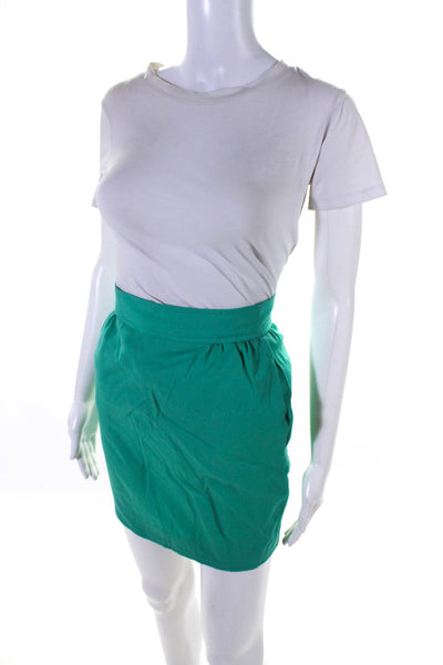 Ungaro Womens Wool Knee Length Lined Bow Mini Skirt Green Size 4