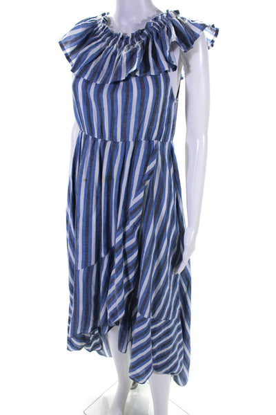 Ble Resort Collection Womens Off Shoulder Striped Cover Up Blue White One Size