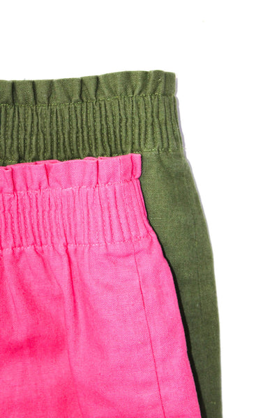 J By J Crew Womens Scalloped Hem A-Line Skirts Olive Green Pink Size 2 Lot 2