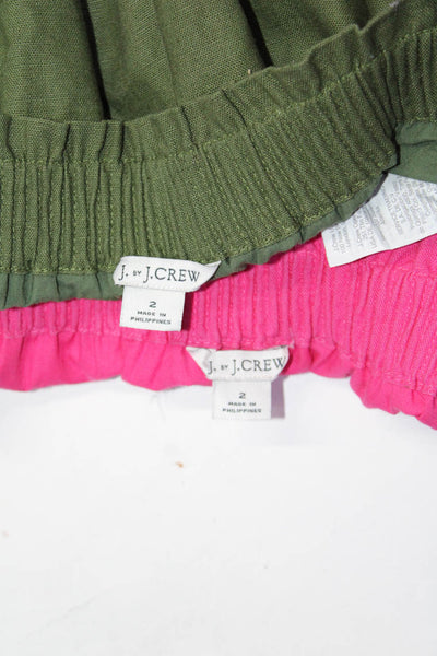 J By J Crew Womens Scalloped Hem A-Line Skirts Olive Green Pink Size 2 Lot 2