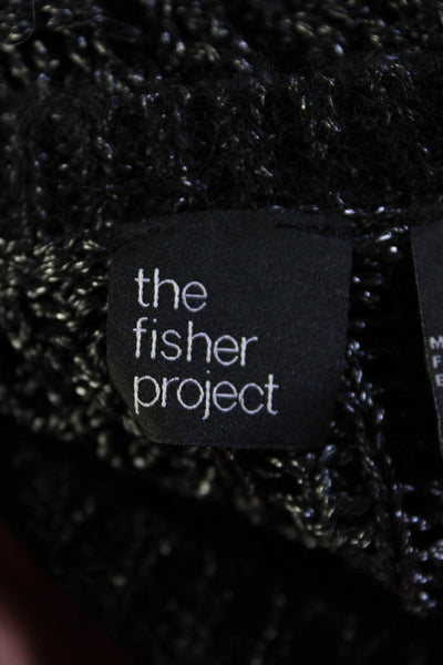 The Fisher Project Womens Long Sleeves Pullover Sweater Black Size Medium