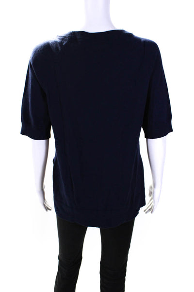 Michael Kors Womens Short Sleeves Crew Neck Sweater Navy Blue Size Small