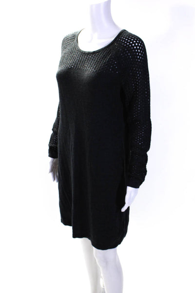 Cynthia Rowley Womens Long Sleeves Sweater Dress Black Wool Size Medium