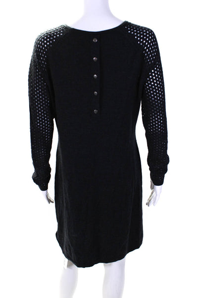 Cynthia Rowley Womens Long Sleeves Sweater Dress Black Wool Size Medium