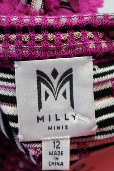 Milly Minis Girls Pink Textured Crew Neck Short Sleeve Shift Dress Size 12