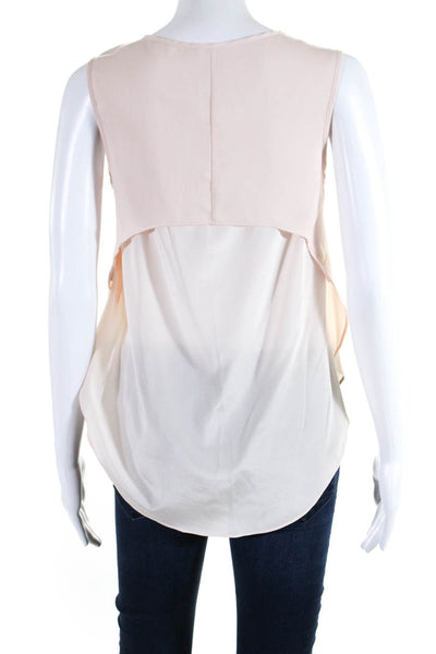 Rag & Bone Womens Layered High Low Sleeveless Shell Top Blouse Light Pink XS