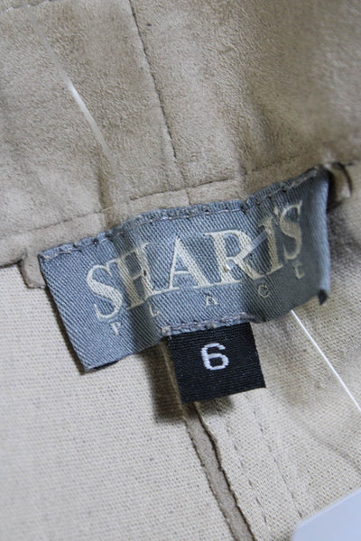 Sharis Place Womens Mid Rise Skinny Suede Pants Beige Size 6