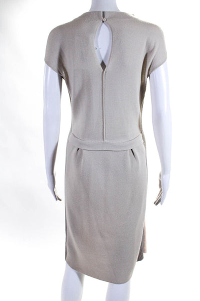 Philosophy di Alberta Ferretti Womens Knit Satin Sheath Dress Beige Pink Size 4