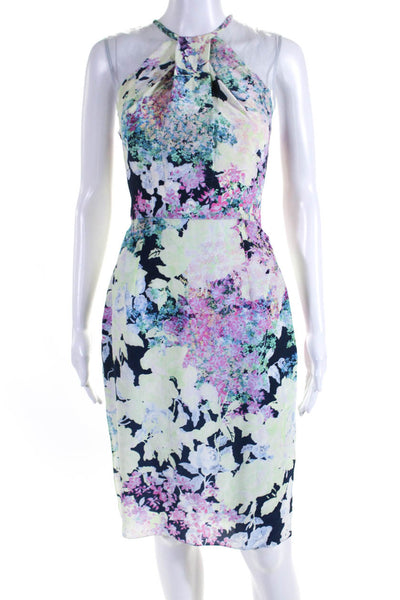 Erdem Womens Organza Insert Floral Side Split Sheath Dress Multicolor Size 6