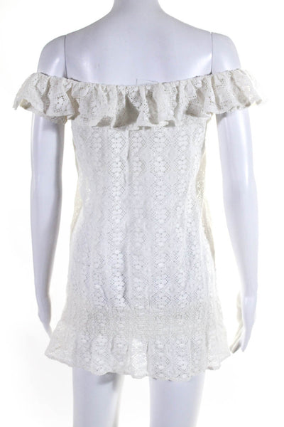 Ralph Lauren Blue Label Womens Off Shoulder Lace Mini Shift Dress White Medium