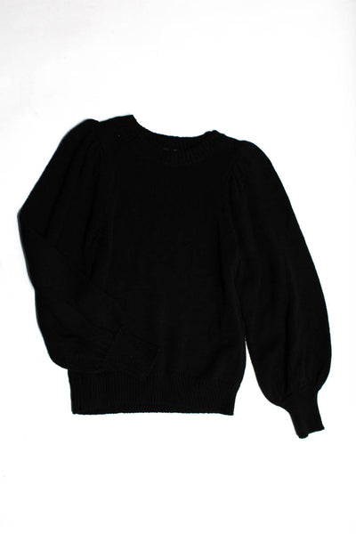 Aqua Womens Puff Sleeve Turtleneck Sweater Black Gray Size Large Lot 2