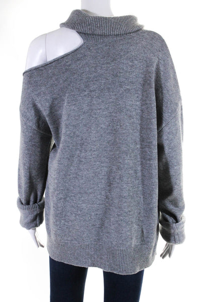 Paige Womens Cold Shoulder Turtleneck Oversize Sweater Gray Size Medium