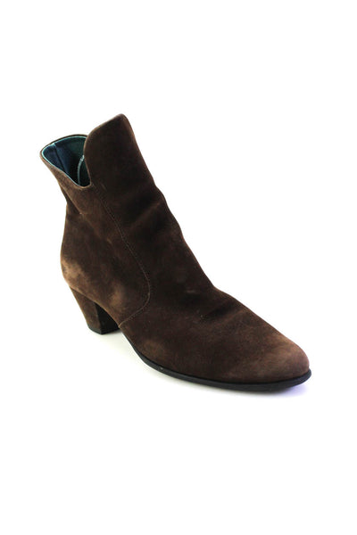 Arche Womens Suede Zip Up Medium Heel Round Toe Ankle Boots Brown Size 38 8