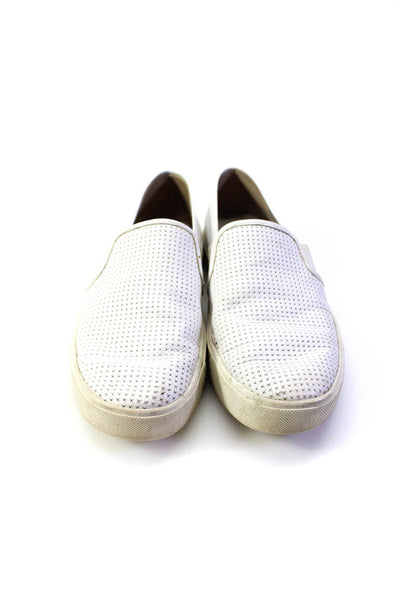 Vince Womens Slip On Perforated Low Top Sneakers White Leather Size 6.5