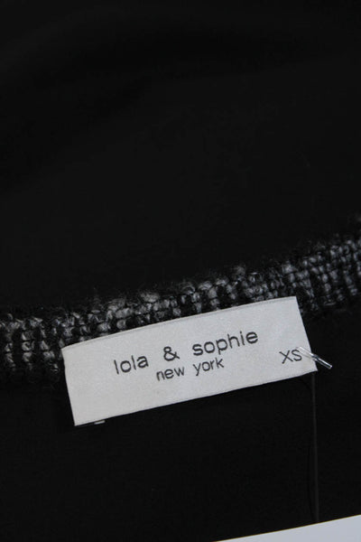 Lola & Sophie Womens Sleeveless Gathered Tweed Trim Tank Blouse Black Size XS