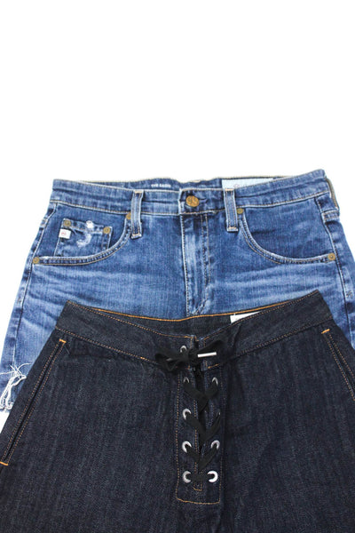 Rag & Bone AG Womens Dark Wash Lace Up Denim Shorts Blue Size 25 26 Lot 2