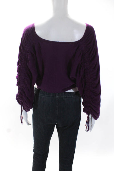 Missoni Womens Cashmere + Silk V-Neck Long Sleeve Knit Blouse Top Purple Size 6