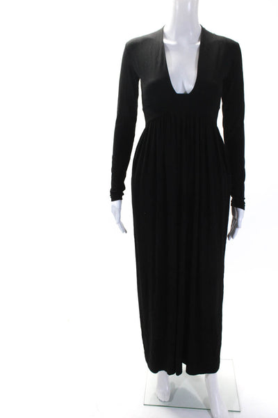 Nadia Tarr Womens V-Neck Empire Waist Long Sleeve Maxi Dress Black Size S