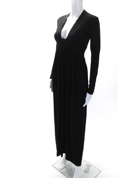 Nadia Tarr Womens V-Neck Empire Waist Long Sleeve Maxi Dress Black Size S