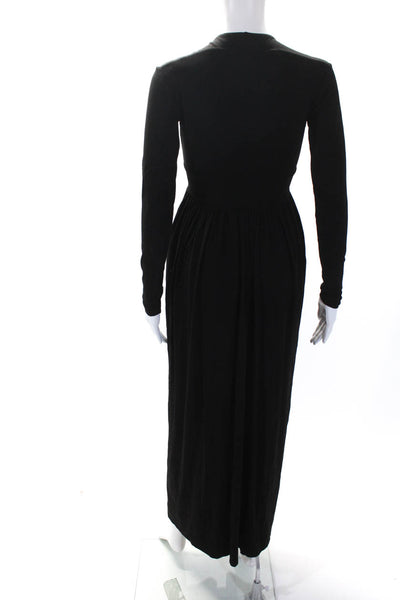 Nadia Tarr Womens V-Neck Empire Waist Long Sleeve Maxi Dress Black Size S