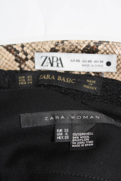 Zara Womens Animal Print Front Split Zip Up Maxi Dress Beige Size XS 4 Lot 3
