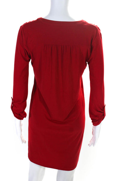 Michael Michael Kors Womens Red Lace Up Long Sleeve A-Line Dress Size XS