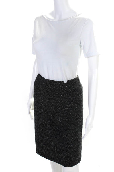 Ralph Lauren Collection Womens Side Zip Knit Pencil Skirt Gray Wool Size 4