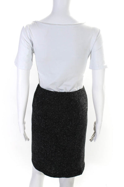 Ralph Lauren Collection Womens Side Zip Knit Pencil Skirt Gray Wool Size 4