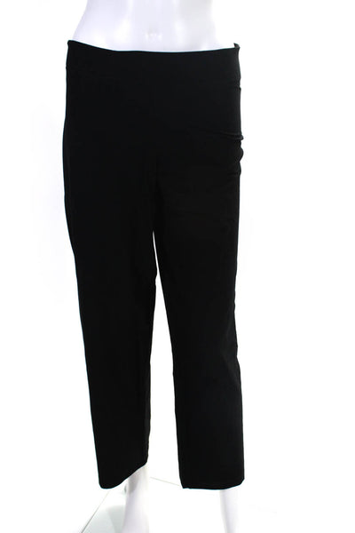 Eileen Fisher Womens Elastic Waistband High Rise Straight Leg Pants Black PL