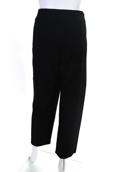 Eileen Fisher Womens Elastic Waistband High Rise Straight Leg Pants Black PL