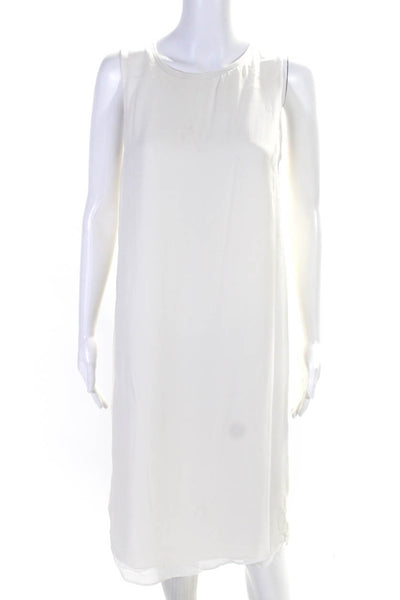 Theyskens Theory Womens Sleeveless Sheer Overlay Silk Shift Dress White Size 0