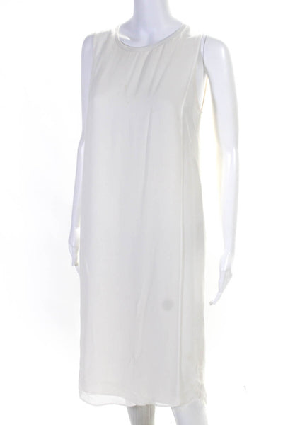 Theyskens Theory Womens Sleeveless Sheer Overlay Silk Shift Dress White Size 0