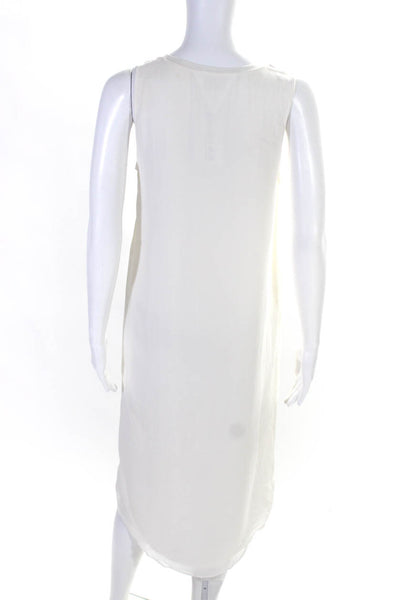 Theyskens Theory Womens Sleeveless Sheer Overlay Silk Shift Dress White Size 0