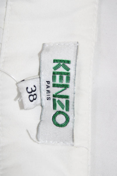 Kenzo Paris Womens Button Front Sleeveless Crew Neck Top White Cotton Size FR 38