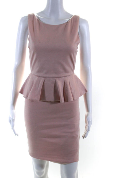 Alice + Olivia Womens Sleeveless Knee Length Peplum Dress Pink Size 6