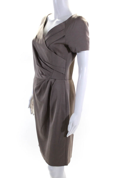 Reiss Womens Short Sleeves Ruched Detail Sheath Dress Taupe Gray Size 4