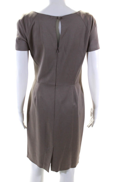 Reiss Womens Short Sleeves Ruched Detail Sheath Dress Taupe Gray Size 4