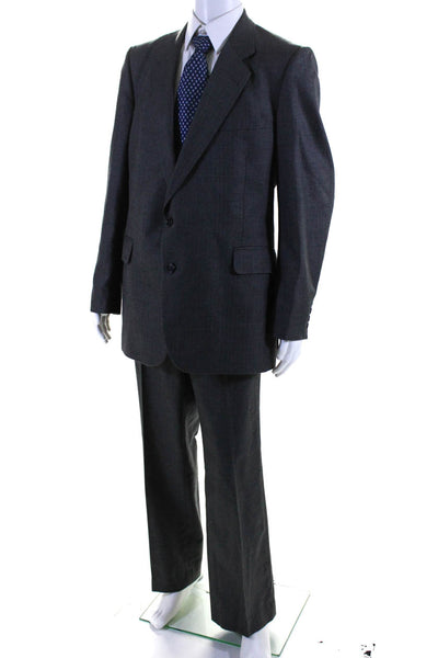 Andre Vachon Mens Striped Double Breasted Flat Front Suit Gray Size 46 Long/36