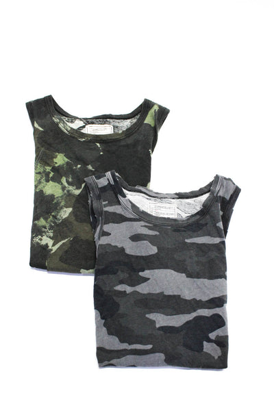 Current/Elliott Womens Camo Crew Neck Tank Top Green Gray Size 2 3 Lot 2